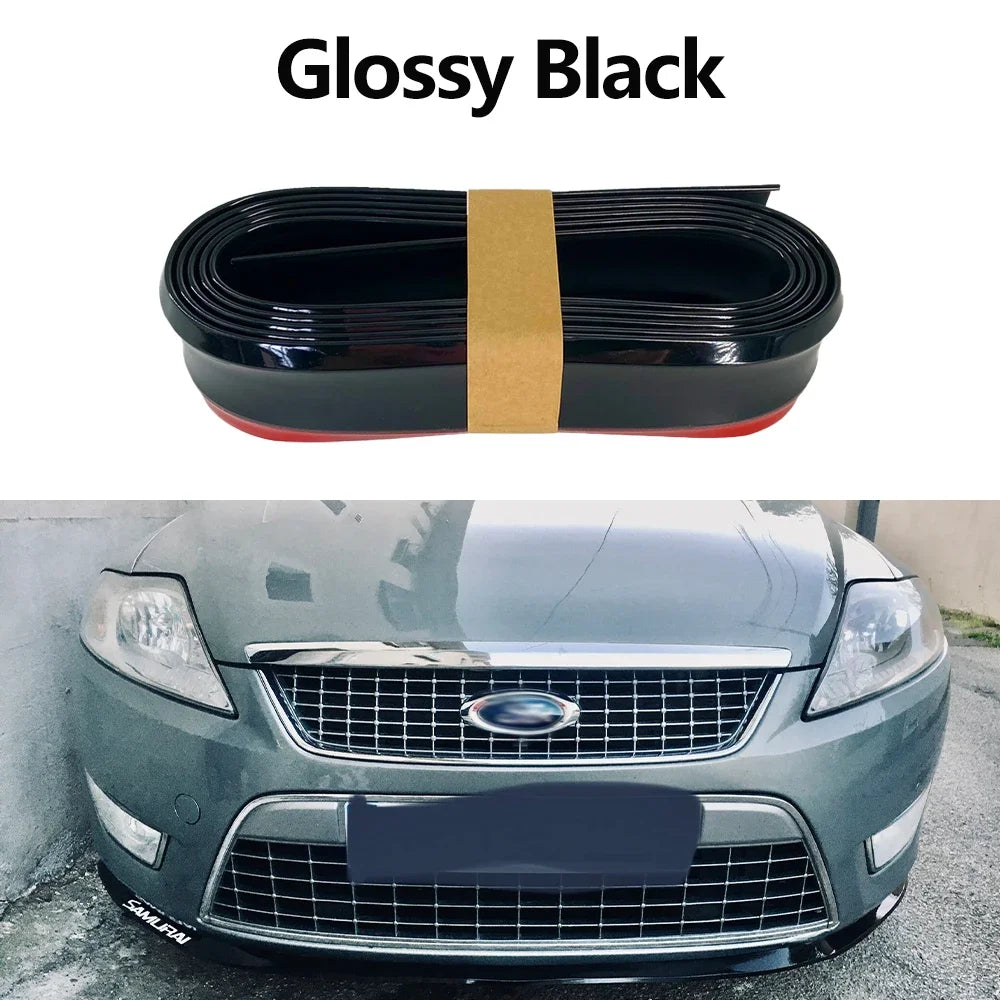 2.5M Car Front Bumper Lip Protector Carbon Fiber Rubber Splitter Chin Spoiler Side Skirt Rubber Anti Scratch Protector Body Kit