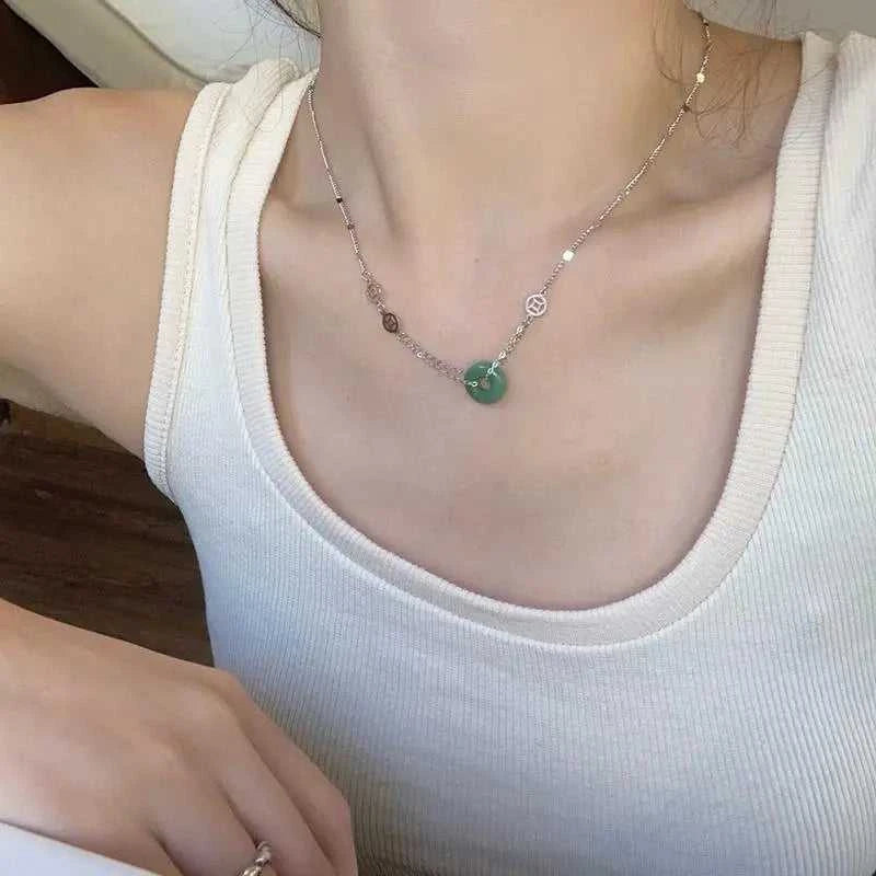 New Chinese Style Stone Buckle Necklace New Female Minority Design Sense Clavicle Chain Neck Chain Aesthetic Jewelry The jack market .AU The jack market .AU Jewellery & Chains $ 55 200001034:17053024#silver