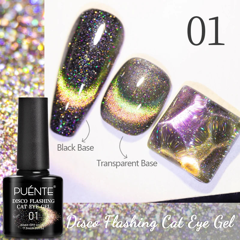 PUENTE Cat Eye Magnetic Gel Nail Polish - Vibrant Starry Galaxy Effect, Soak Off UV, 7.5ML