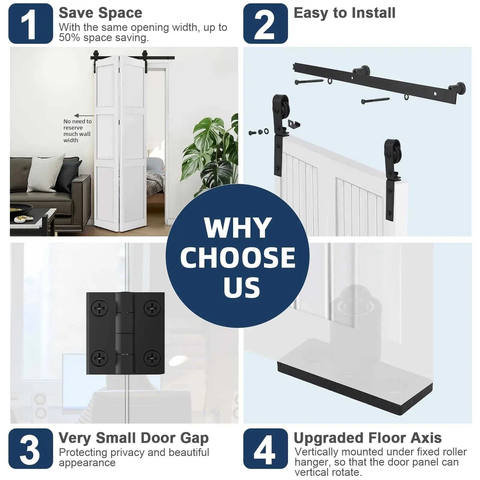 Heavy Duty Bi-Folding Sliding Barn Door Hardware Kit Quiet Side-Mounted Roller – 2/4 Bifold Doors For Closet Laundry Bedroom The jack market .AU The jack market .AU Home $ 131 14:365458#52in for 4 Doors;200007763:201336106