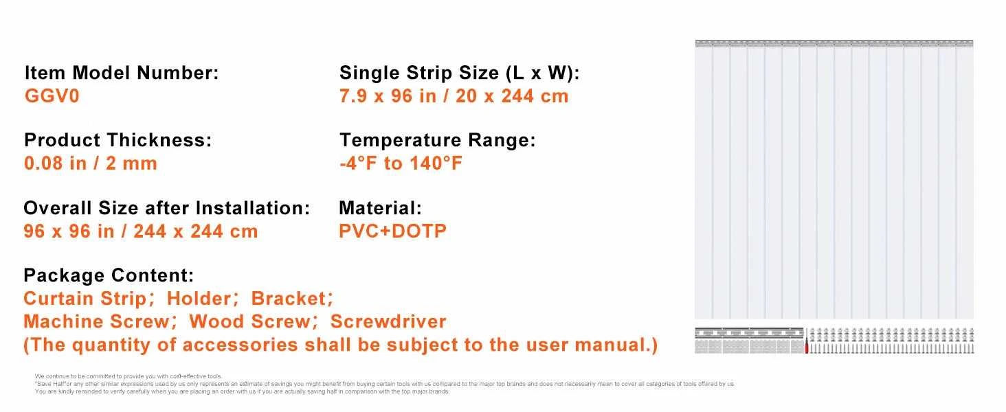 SucceBuy 96" x 96" Strip Curtain 0.08" Thickness Clear Smooth Plastic Door Strips PVC Curtains for Warehouses Walk in Freezers The jack market .AU The jack market .AU Home $ 172 14:202010806#96 x 96in;200007763:201336104
