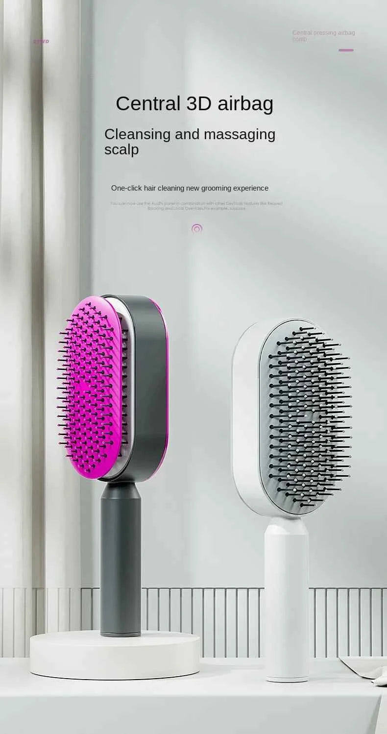 Self-Cleaning Hair Brush for Women | One-Key Airbag Massage & Anti-Static Comb | Effortless Hair Care