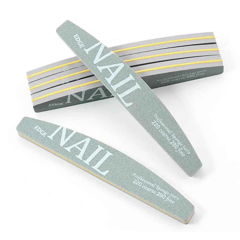5/10 Sponge Block Nail Art File 220/280 Grit Green/Grey Halfmoon Lime a Ongle Buffer Nail Supplies Professional Manicure Tools