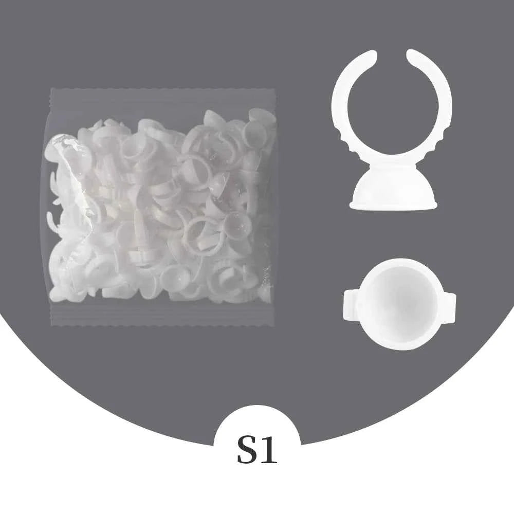GLAMLASH Disposable Eyelash Extension Glue Rings - 100 Pcs for Effortless Application & Precision Pigment Holding