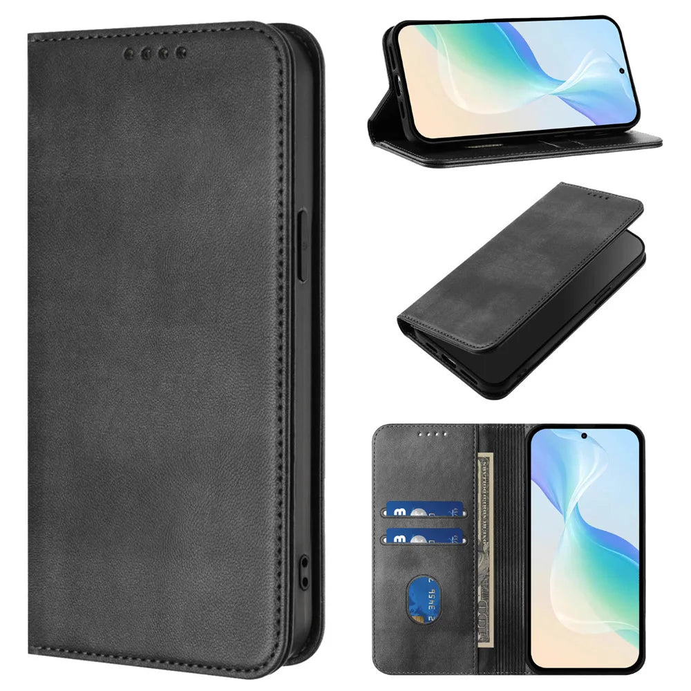 Luxury Leather Wallet Flip Case for Xiaomi Redmi 15/15C & Poco C85 - Magnetic Back Cover