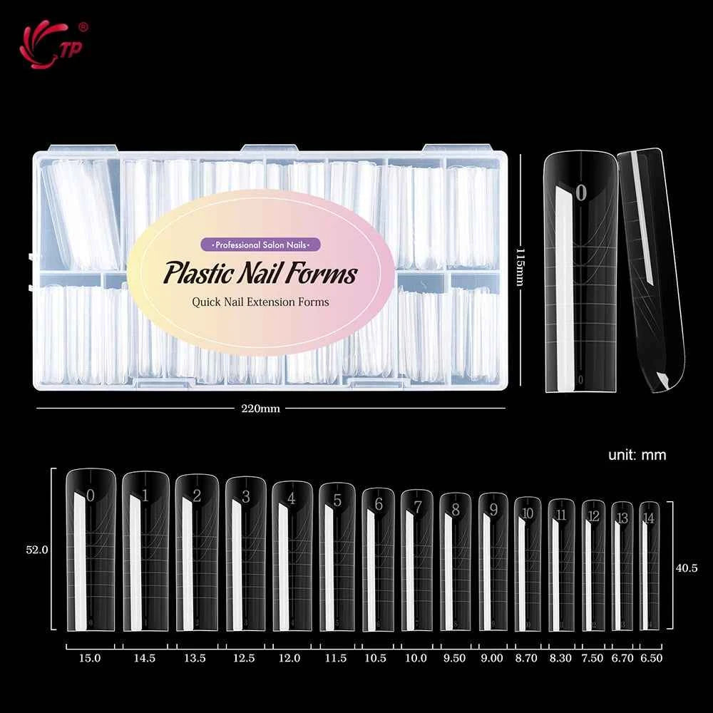 TP 150pcs New Clear Nail Dual Forms Hawk Claw Shape Poly Nail Gel Molds Full Cover False Nail Tips Extension Top Manicure Tools