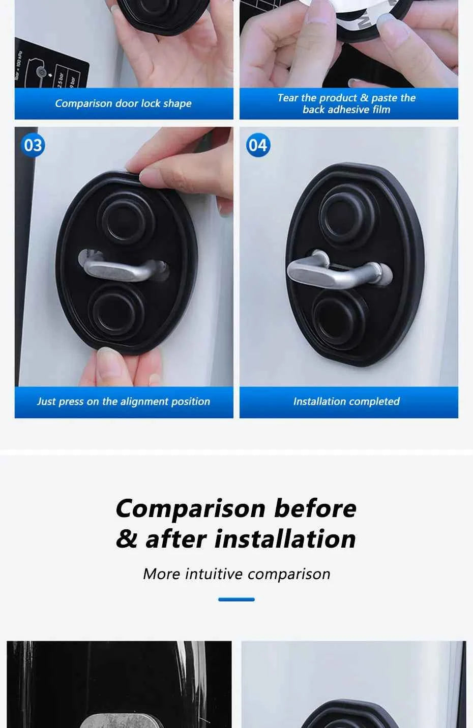 4Pcs Door Lock Buckle Cover for Car Door Buffer Cushion Anti-Scrtach Protection Cover Waterproof Door Shock Absorber