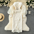 Vintage Chic Sequin Bishop Sleeve Off-Shoulder Slim Tube Dress