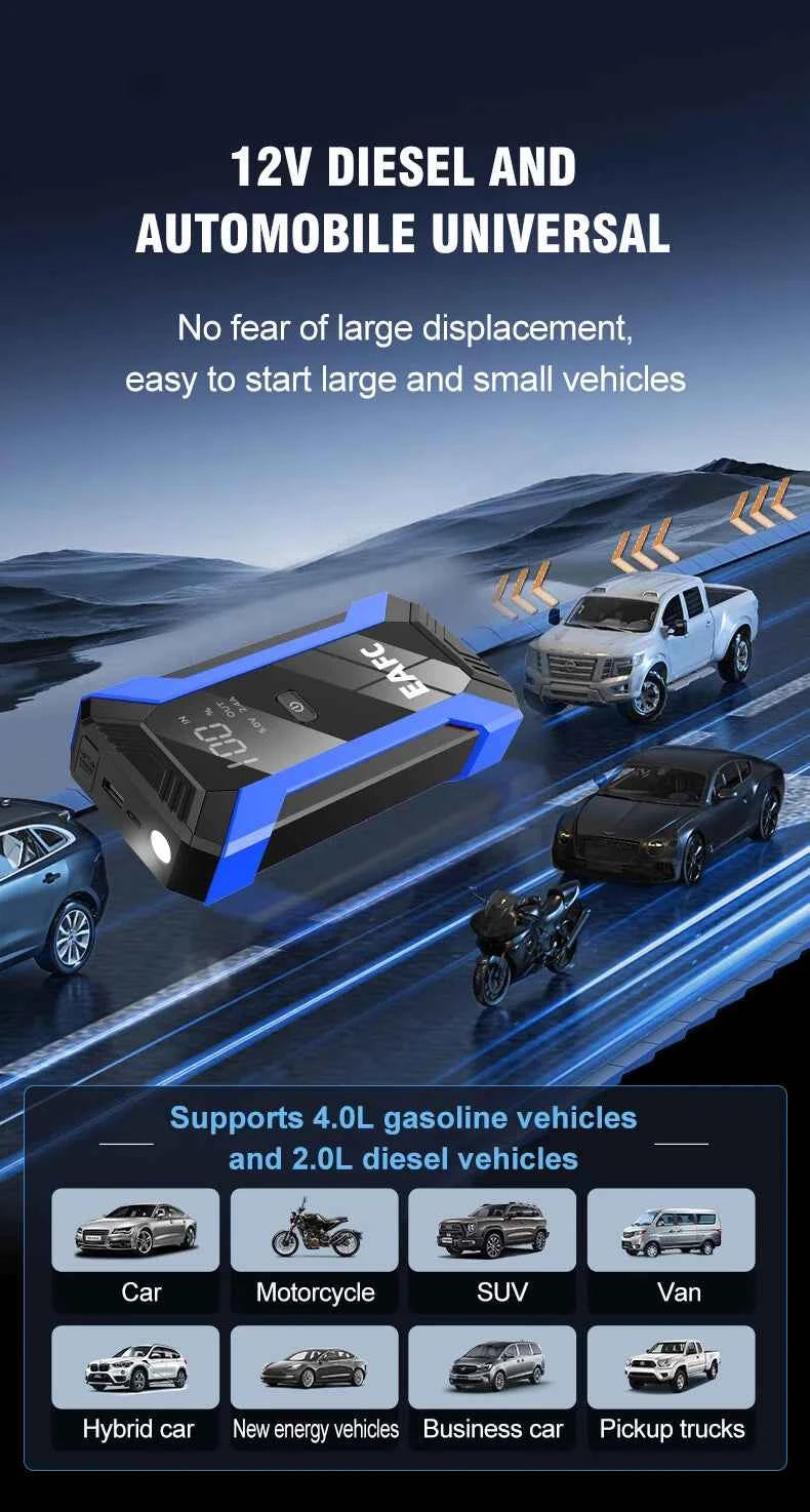 2000A Car Jump Starter Power Bank 12V Output Portable Emergency Start-up Charger 1000A for Cars Booster Battery Starting Device