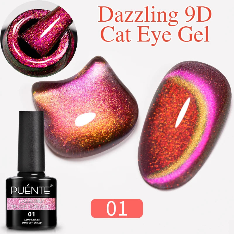 PUENTE Cat Eye Magnetic Gel Nail Polish - Vibrant Starry Galaxy Effect, Soak Off UV, 7.5ML