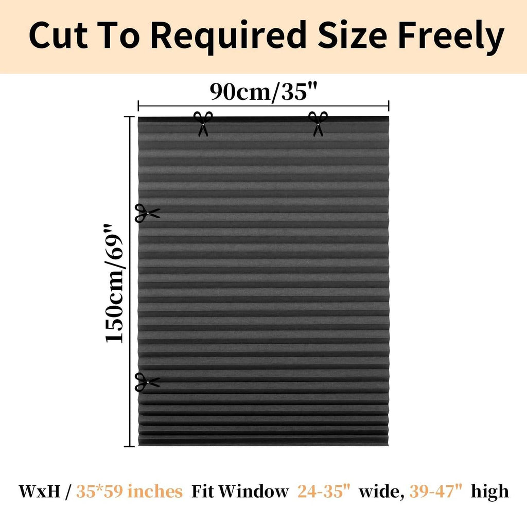 Blind for Window Self Adhesive Pleated Blinds Cordless No Drill Fabric Shutter Room Darkening Shades Blackout Shutters The jack market .AU The jack market .AU Home $ 53 14:496#Black Full blackout