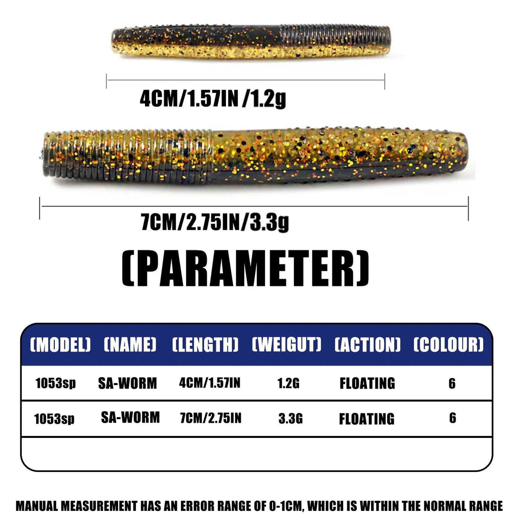 SAMOLLA Floating Worms Bass Fishing Lure Soft Plastic Artificial Bait Ned Wacky Rig Tpe Floating Weightless Leurre Souple Wobble The jack market .AU The jack market .AU Fishing Gear $ 21 14:29#A;5:100014443#4CM 10PCS