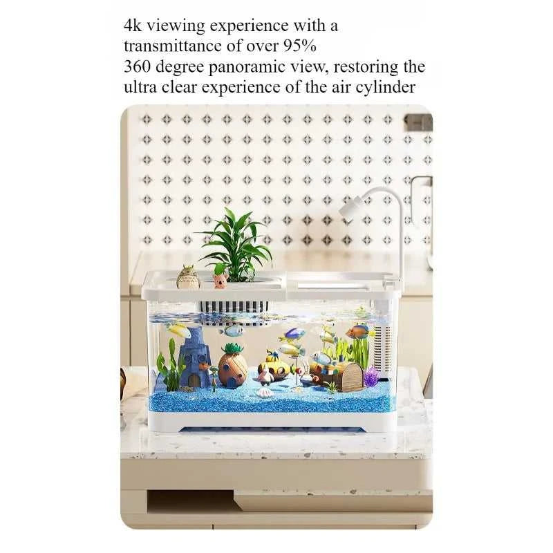 Fish tank household aquarium living room desktop ecological circulation tank filter oxygenation integrated tank with cover The jack market .AU The jack market .AU Fishing Gear $ 54 14:200006152#Large 3