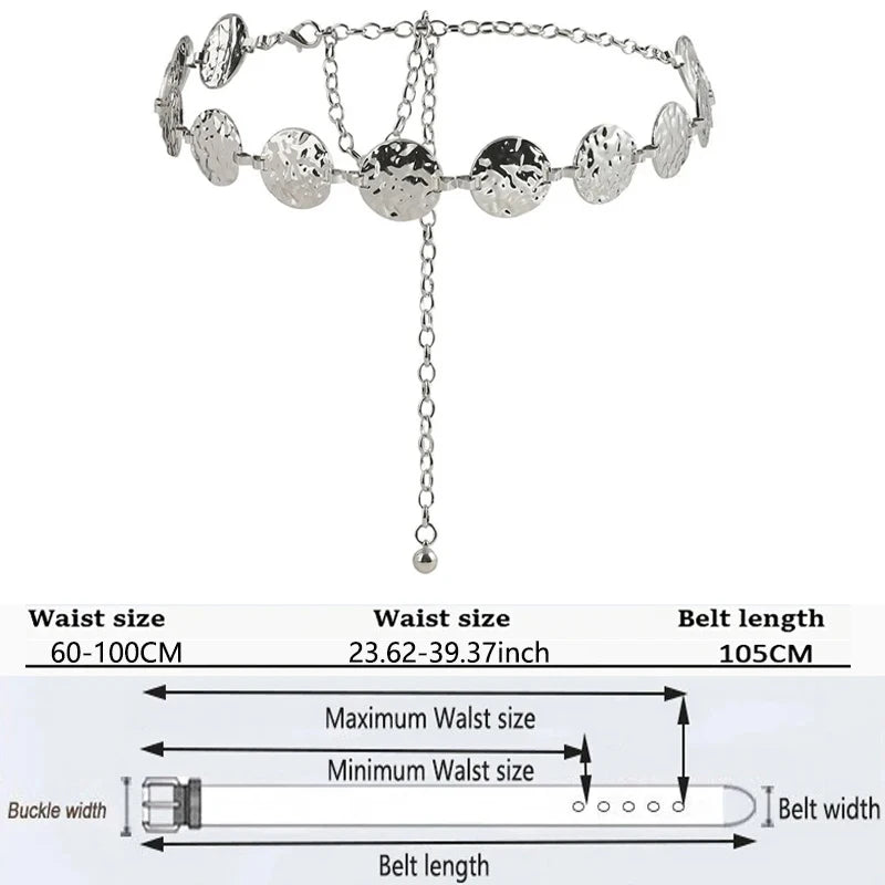 Women's Metal Chain Belt – Gold & Silver Waist Chain for Dresses