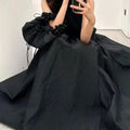 Elastic Waist A-Line Party Bubble Skirt Solid Color Big Hem Puffy Midi Skirt Evening Dress Daily Casual Women Outerwear Clothing