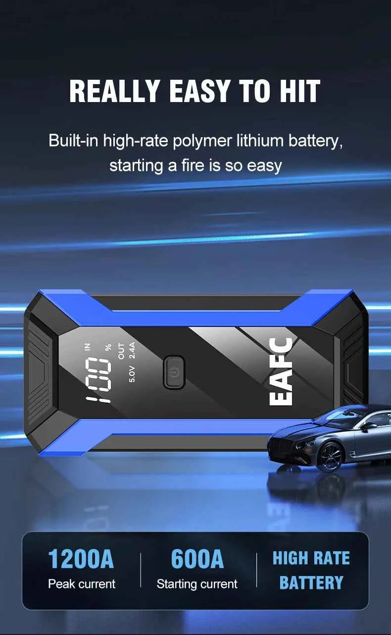 2000A Car Jump Starter Power Bank 12V Output Portable Emergency Start-up Charger 1000A for Cars Booster Battery Starting Device
