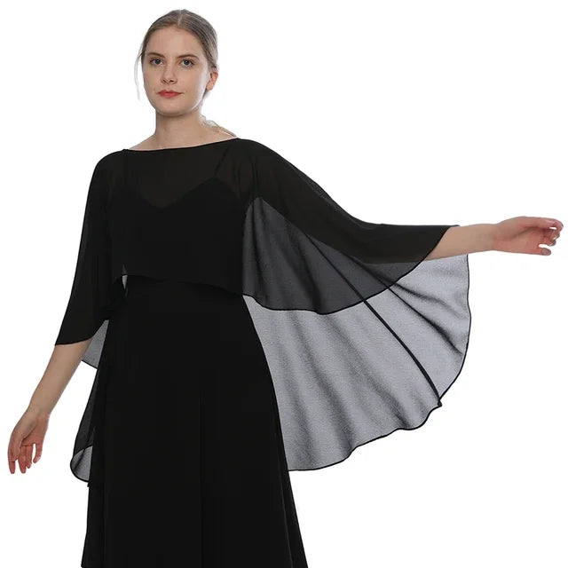 Women Chiffon Capes Shawl Ladies Evening Wedding Party Capes Shrug Ladies Bridal Lightweight Long Shawl and Wraps Dress Cover Up