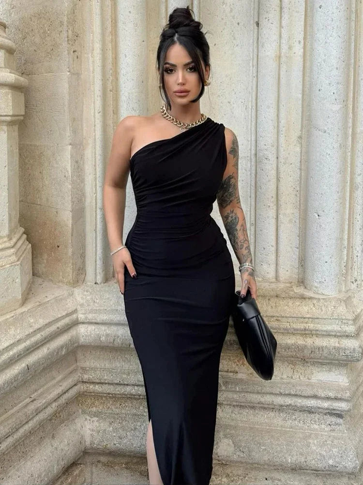 Women's Off-Shoulder Backless Maxi Dress – Slim Fit Club Party Dress