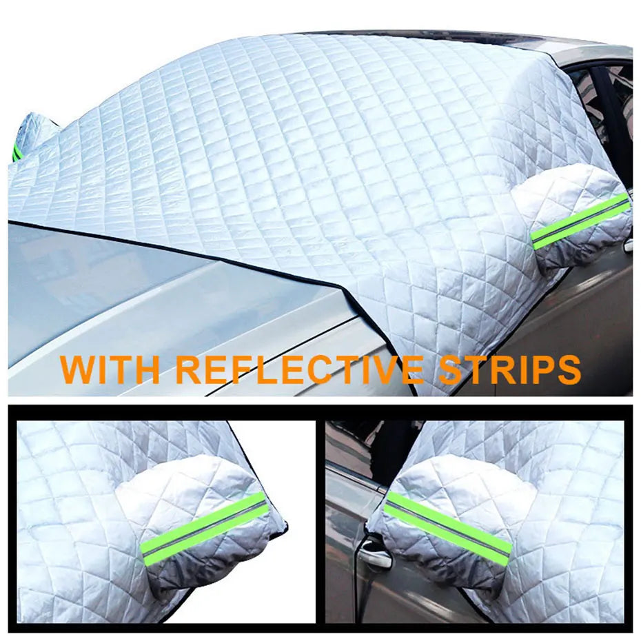 Car Windshield Cover Front Windscreen Sunshade Half Cover Car Exterior Snow Shield Cover Vehicles Protective Shade for Sedan SUV