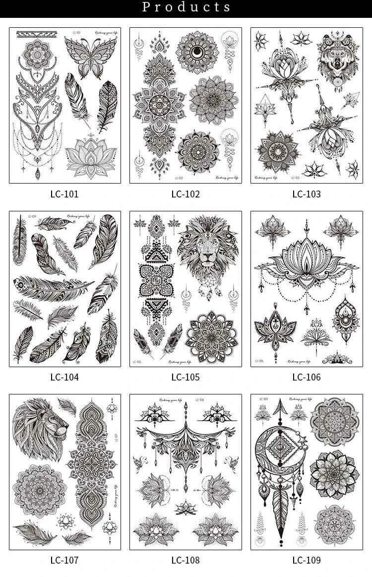 Henna Luxe Temporary Waterproof Tattoos - Sexy Body Art for 6 Months, Perfect for Festivals and Bold Self-Expression