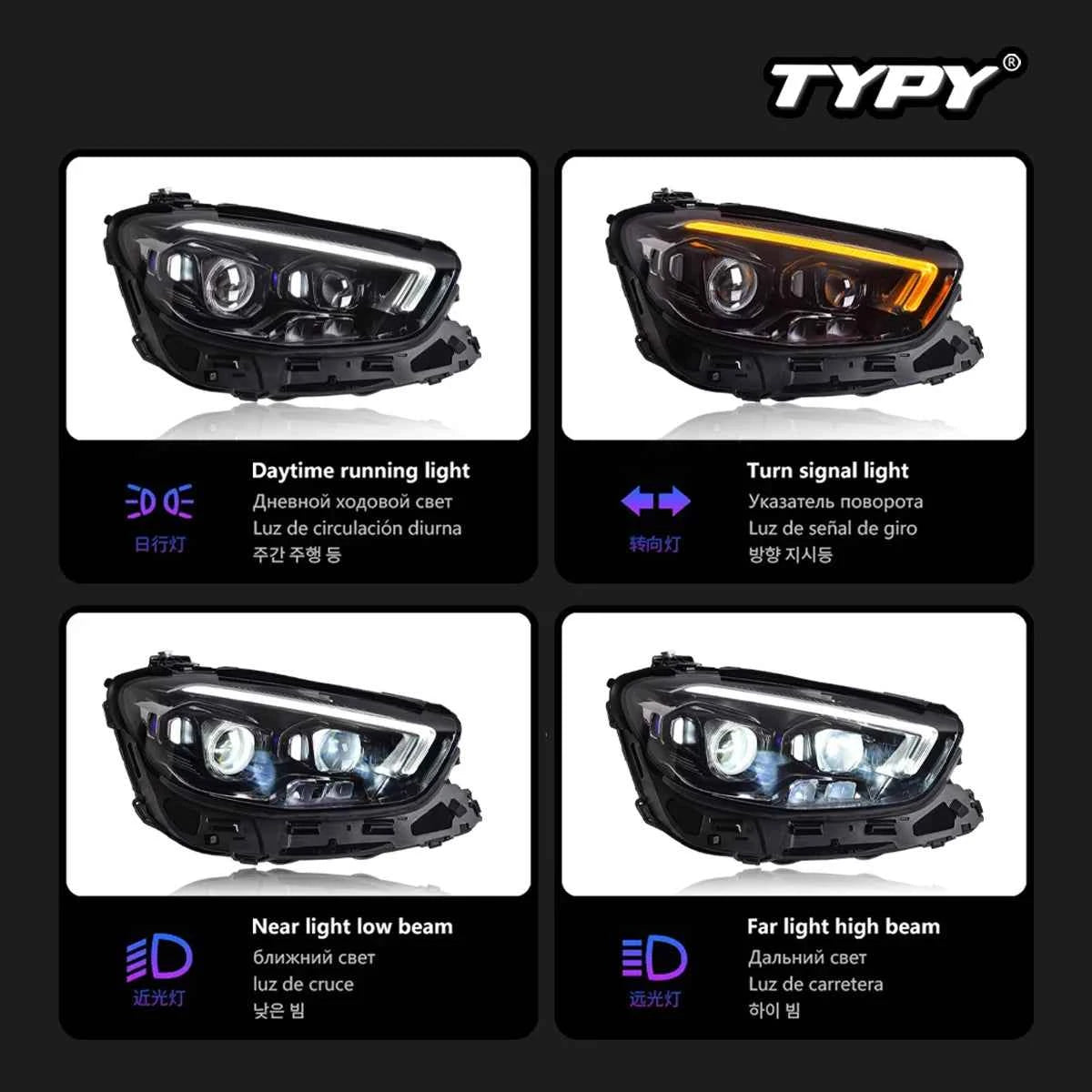 TYPY Car Lights For Benz E-Class W213 Headlights 2016-2023 LED Lamps Daytime Running Lights Dynamic Turn Signal Auto Accessories