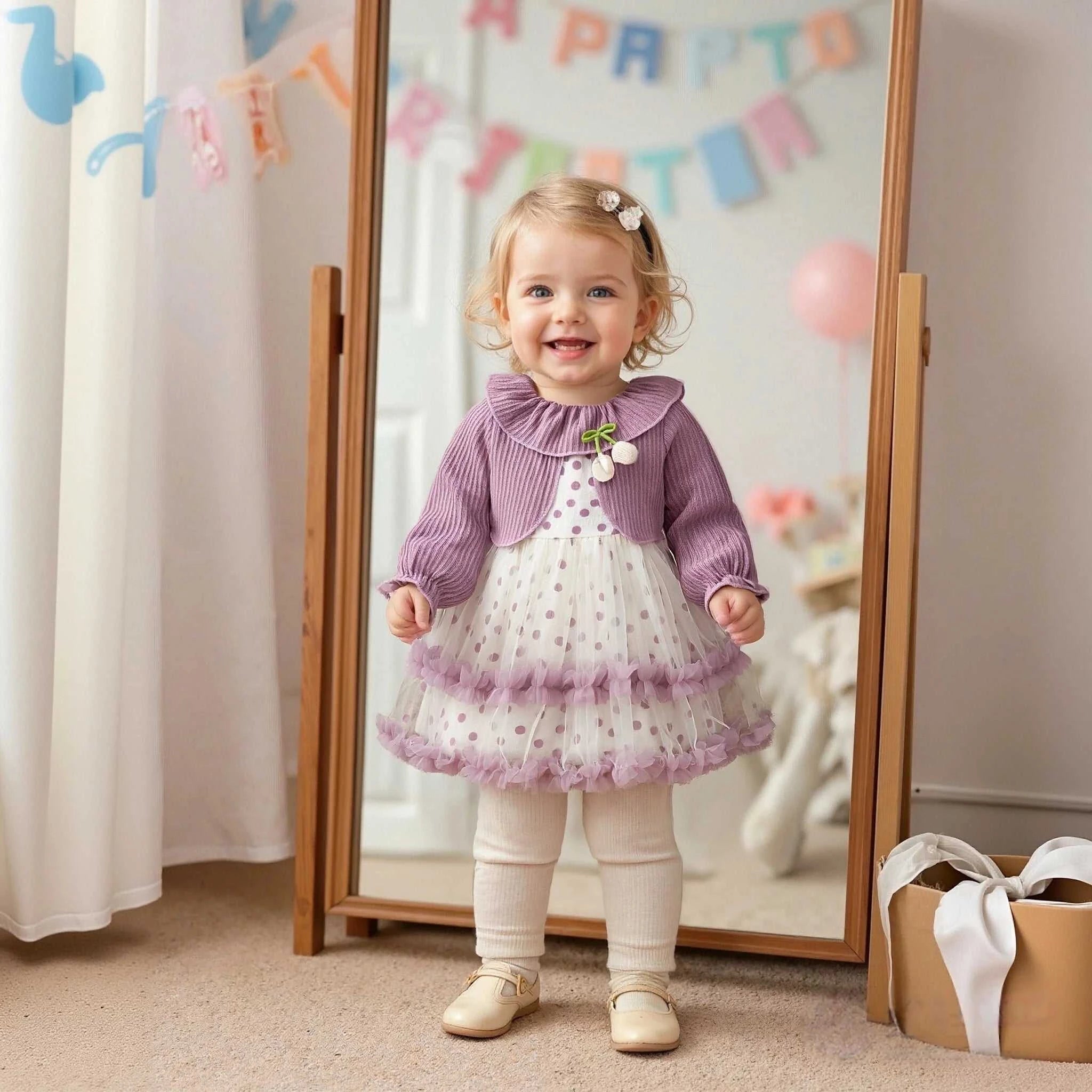 Baby Girl Birthday Party Dress Tulip Polka Dot Knitted Doll Neck Mesh Baby Girl Dress Gentle And Sweet Baby Girl Clothing The jack market .AU The jack market .AU Mum & Kids: Essential Products for Every Family $ 30 14:496;200000463:200661895#L(9-12M)