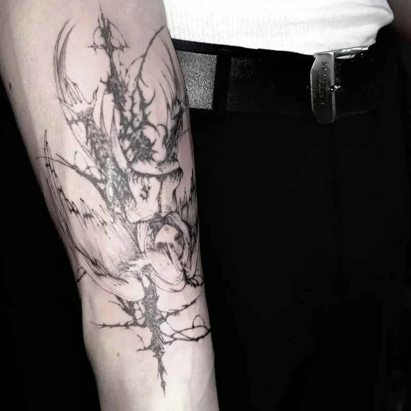 Herbal Angel Waterproof Temporary Tattoos for Bold Style - Cross & Devil Designs for Men and Women