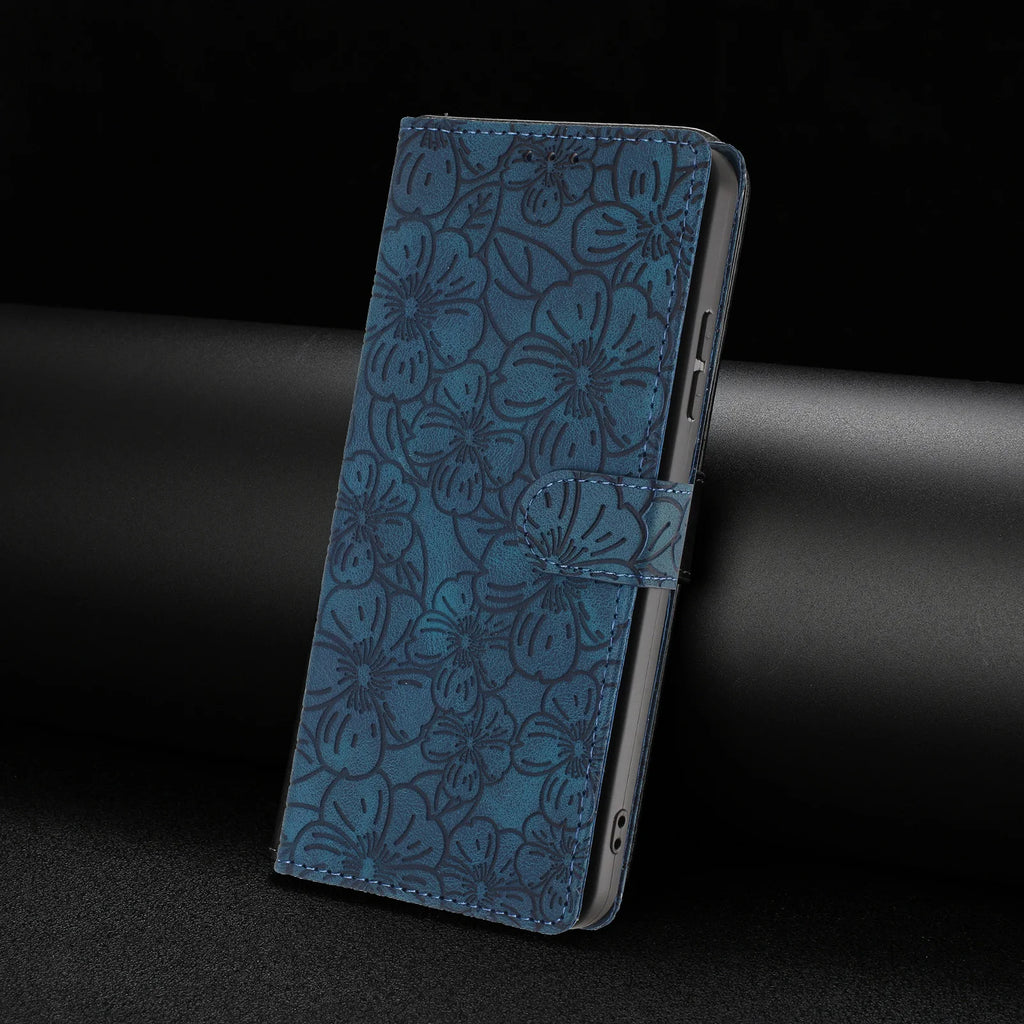 Edge Leather Flip Case for Motorola G73 G53 G13 G23 G62 G52 G32 G22 G31 G20 G41 - Cherry Blossom Design