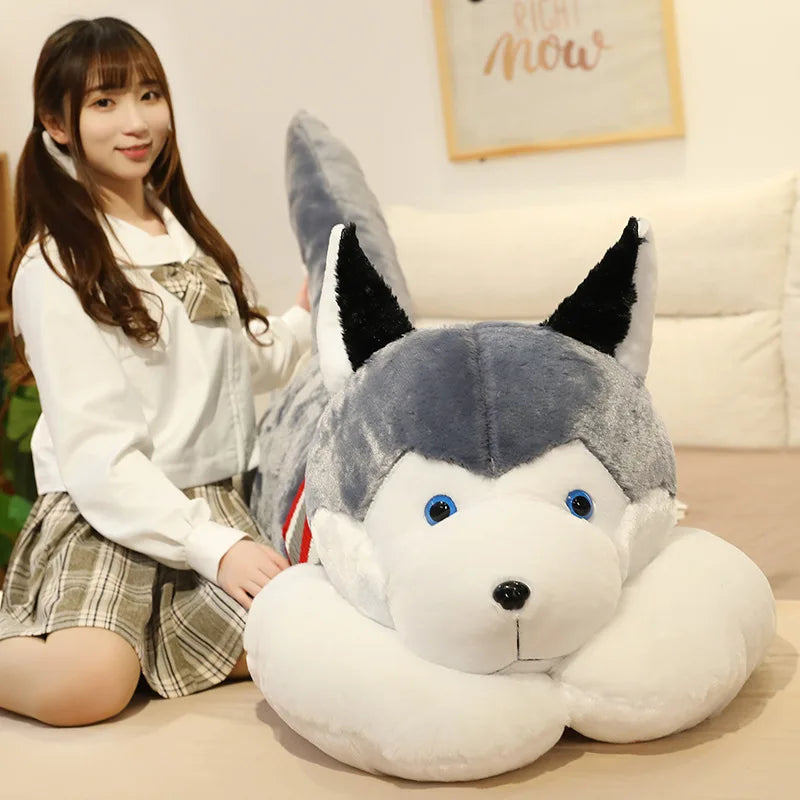 120CM Cute Soft Kawaii Huge Husky Plush Toys Dog Stuffed  Animals Long Pillow Doll For Kids Girlfriend Birthday Gift Home Decor