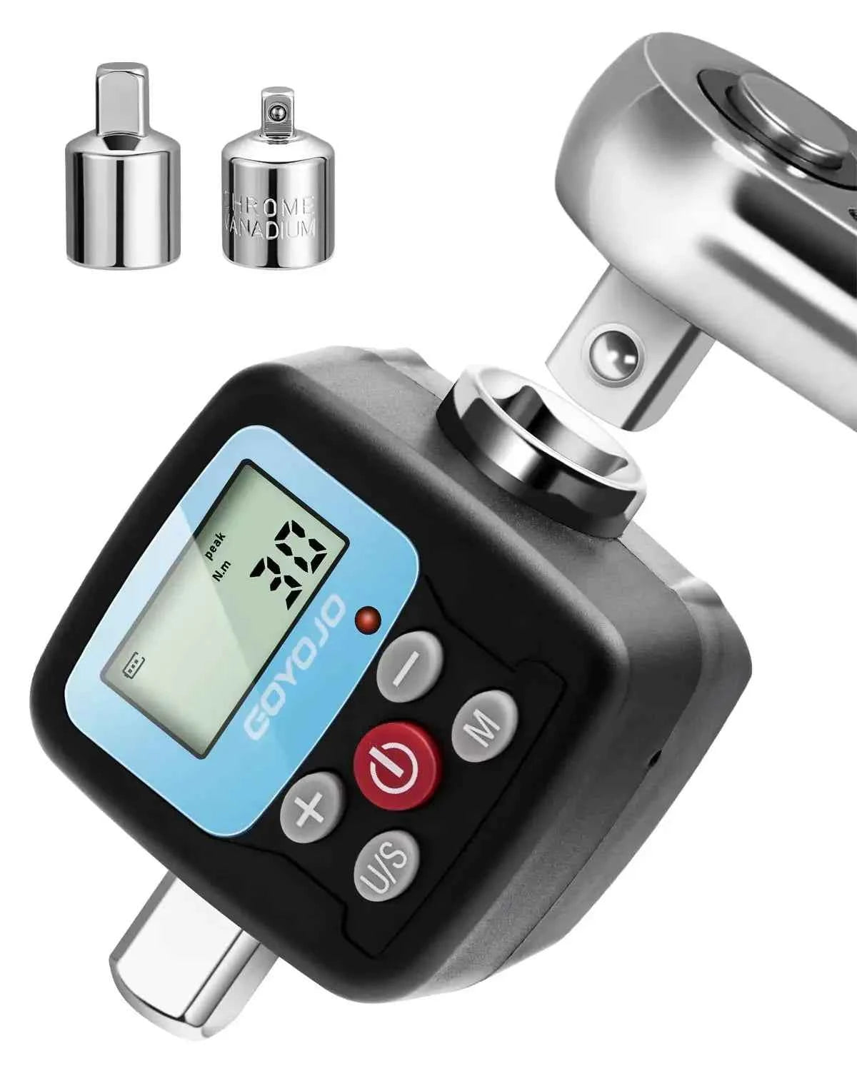 GOYOJO Digital Torque Wrench Adapter - Precision Electronic Converter with LCD Display & Versatile 1/2" & 1/4" Sockets