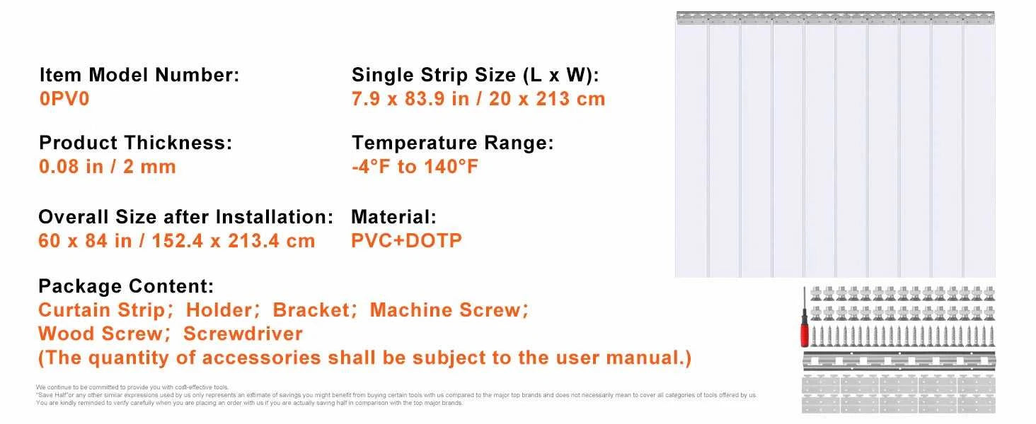 SucceBuy PVC Clear Strip Curtain 84" x 38"/48"/60" Plastic Windproof Door Freezer Curtain Hanging Strips for Warehouse Home The jack market .AU The jack market .AU Home $ 109 14:200002130#38x84in;200007763:201336105