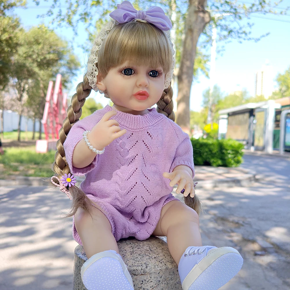 22Inch 55cm Finished Reborn Girl Dolls Full Soft Vinyl Simulation Doll Children Dress up Toy Birthday Christmas Gift