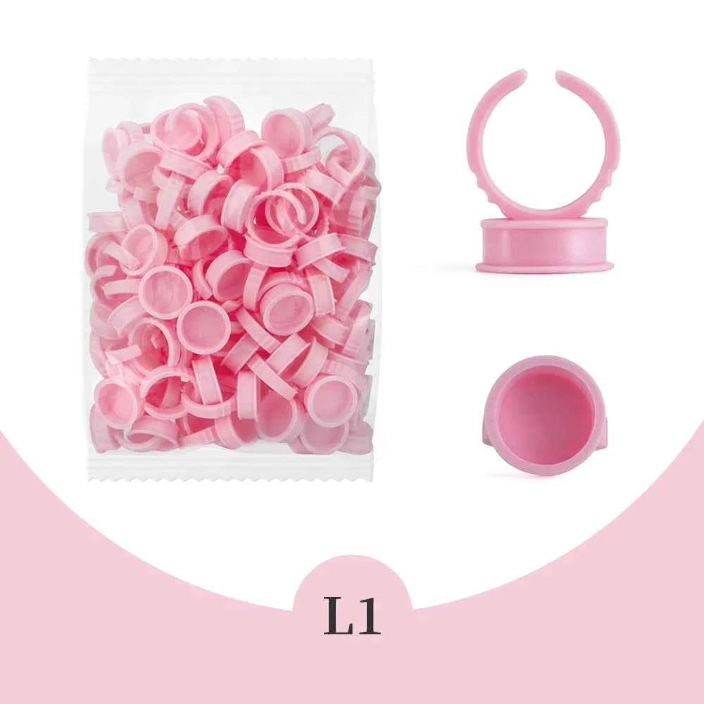 GLAMLASH Disposable Eyelash Extension Glue Rings - 100 Pcs for Effortless Application & Precision Pigment Holding