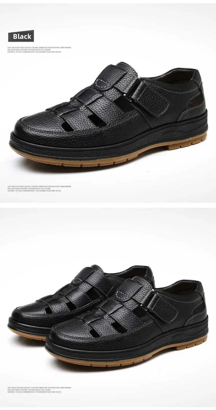 Men's Genuine Leather Sandals Breathable Summer Casual Shoes Soft Bottom Anti-Slip Hollow out Design Comfortable Dad Shoes The jack market .AU The jack market .AU Step Up Your Style: Trendy Shoes for Every Occasion! $ 74 14:193;200000124:200000364