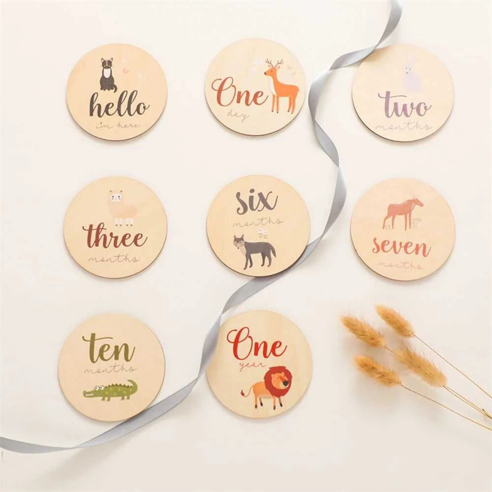 Baby Bear Milestone Number Monthly Memorial Cards Newborn Birthday Gifts Souvenir Newborn Birth Photo Photography Accessories