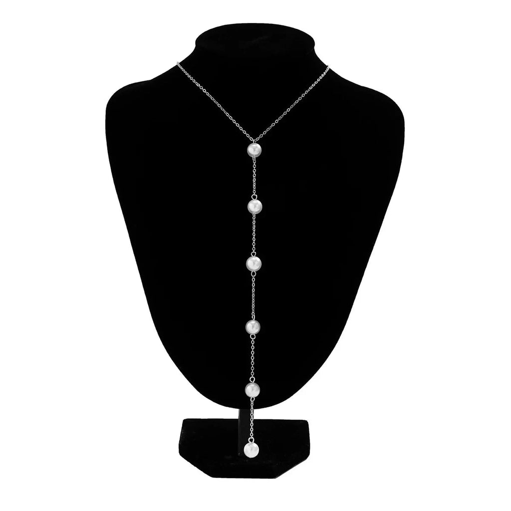 IngeSight.Z Simple Long Imitation Pearls Back Necklace For Women Sexy Tassel Harness Bikini Chest Chain Body Jewelry Mujer The jack market .AU The jack market .AU Jewellery & Chains $ 48 200001034:203027829#JS05178