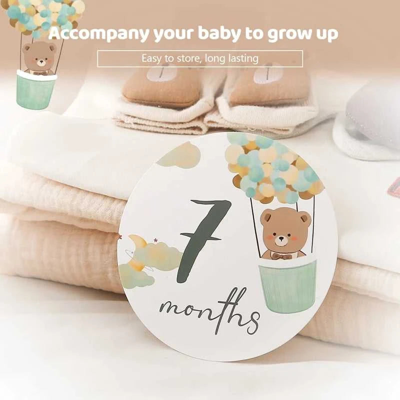 Baby Bear Milestone Number Monthly Memorial Cards Newborn Birthday Gifts Souvenir Newborn Birth Photo Photography Accessories