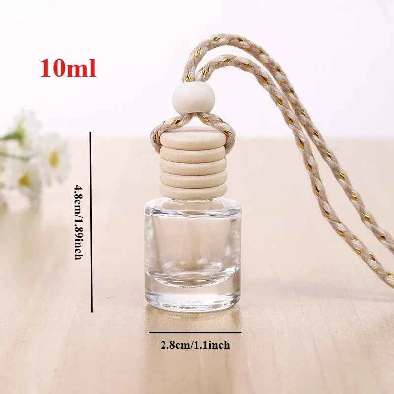 10pcs 10ml Empty Glass Essential Oil Diffuser Bottle with Lid for Car Air Freshener Vent Clip Portable Perfume Fragrance Bottle