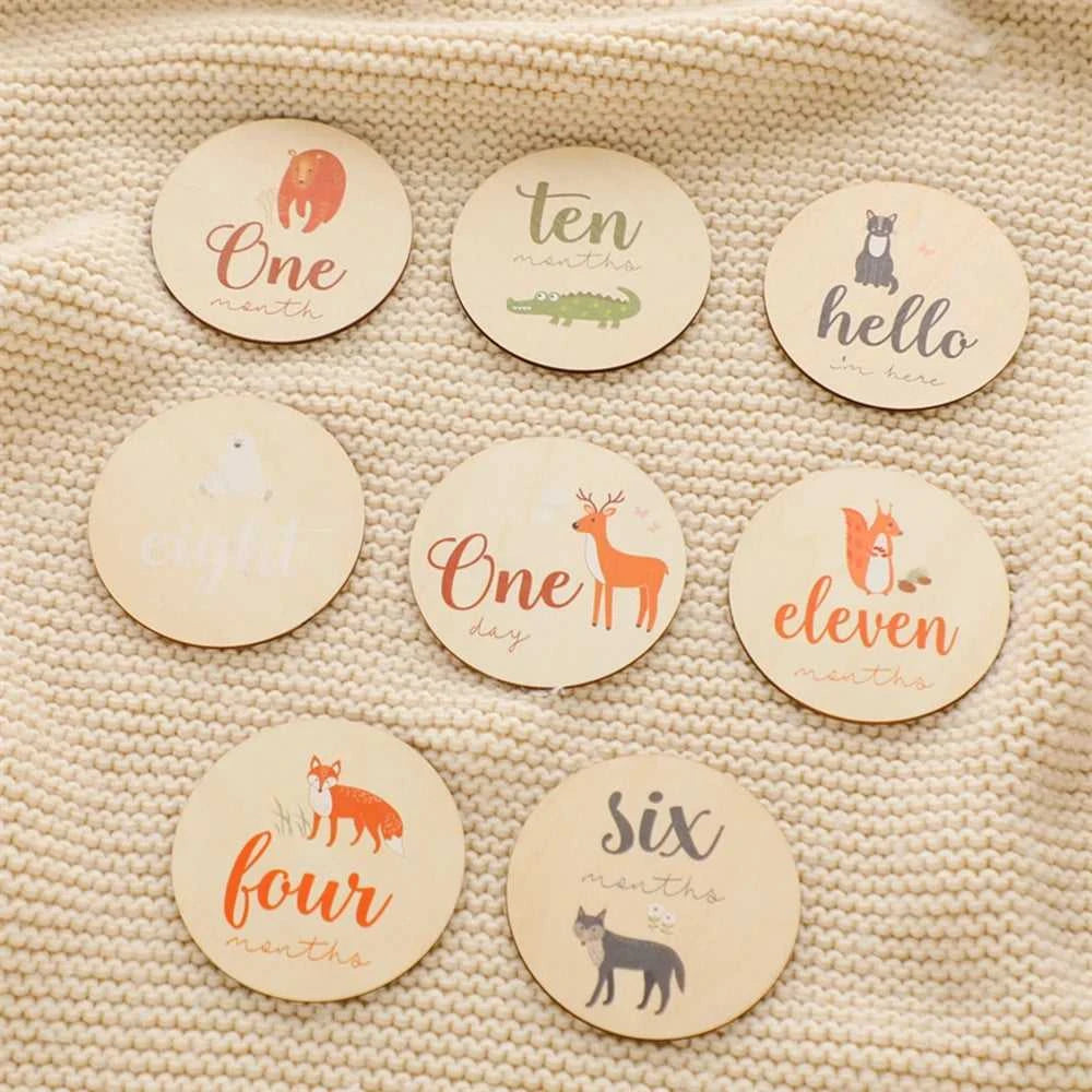 Baby Bear Milestone Number Monthly Memorial Cards Newborn Birthday Gifts Souvenir Newborn Birth Photo Photography Accessories