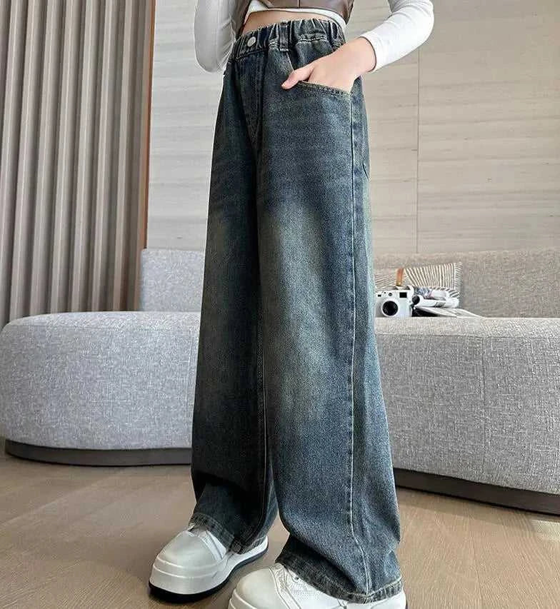 Girl Pocket Bow Embroidery Jeans New Teenage Children Wide Leg Denim Pants for Kids Loose Trousers Spring Autumn 4 -14 Years The jack market .AU The jack market .AU Mum & Kids: Essential Products for Every Family $ 48 14:193#model 2;200000463:200004188#130CM