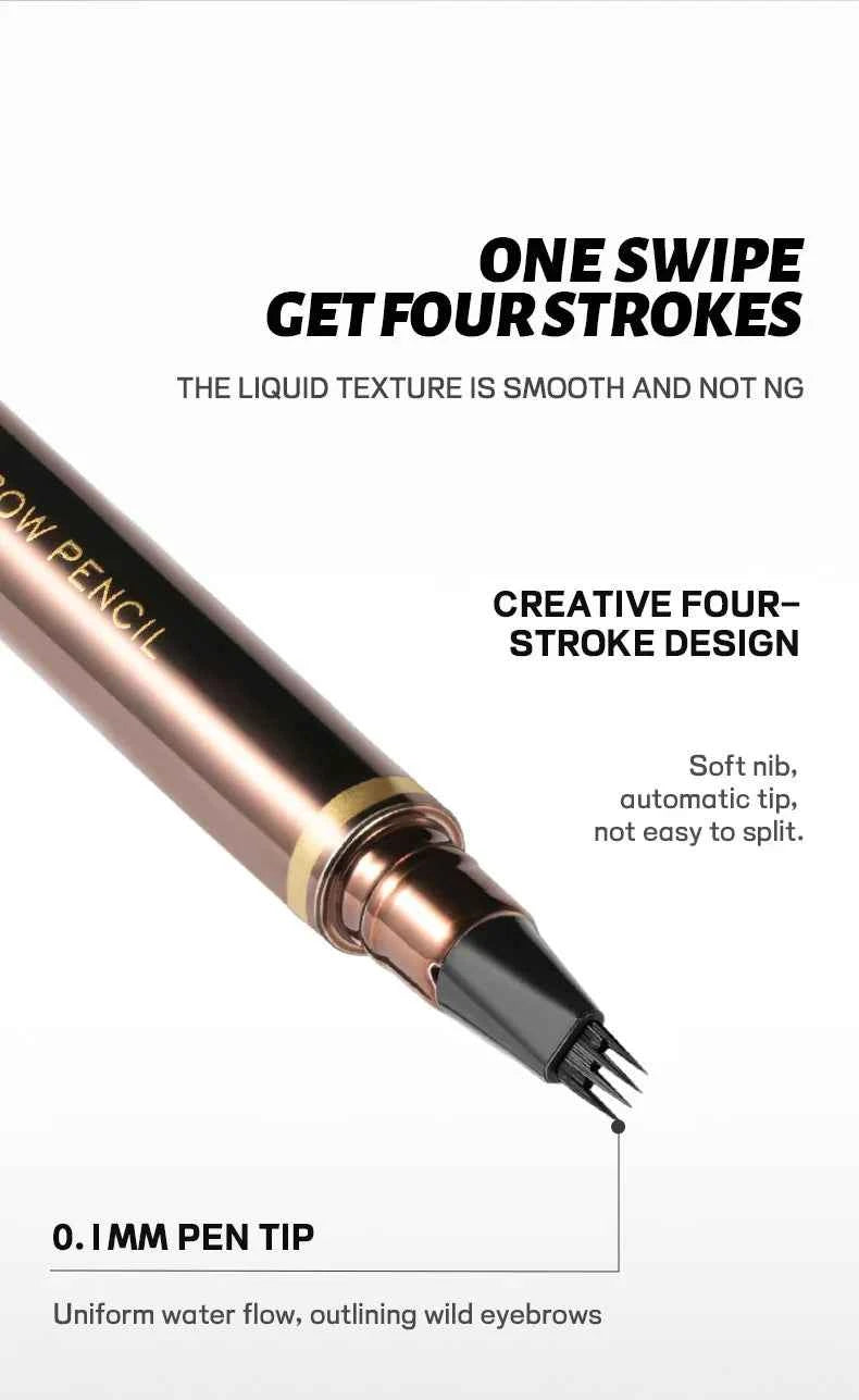 High Quality 24 Hour Four Forks Natural Water Resistant Liquid Eyebrow Pen Makeup Non-Blotting 4-Split Eyebrow Pencil Cosmetics