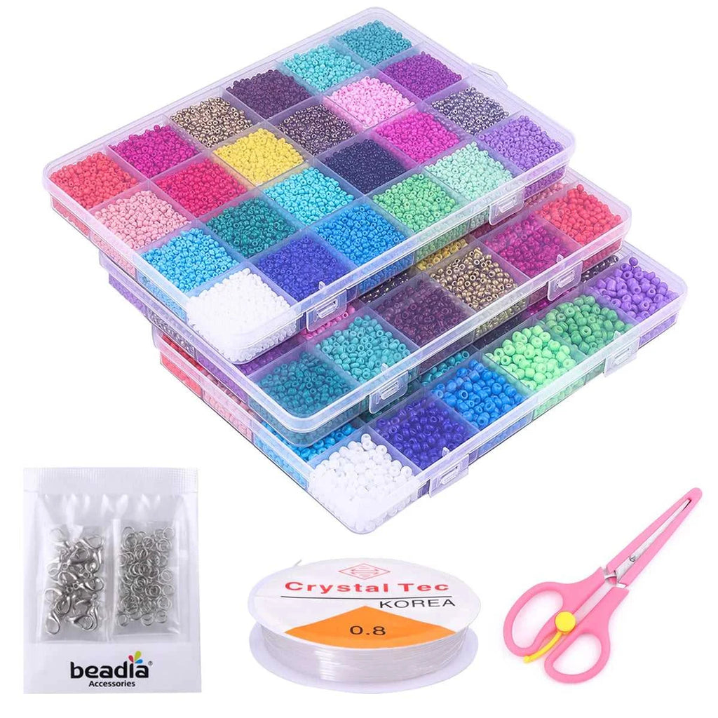 2–4mm Glass Rice Beads Kit 15–24 Grids, 15g/Grid 4000–24000pcs with Lobster Clasps & Cord for DIY Jewelry, Bracelets & Neckla The jack market .AU The jack market .AU Jewellery & Chains $ 76 14:29#BDH136-01
