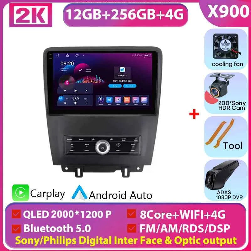 For Ford Mustang V S-197 2009 - 2014 5G WIFI Car screen Android Auto Radio Carplay Navigation Multimedia Stereo Player 8Core DVD