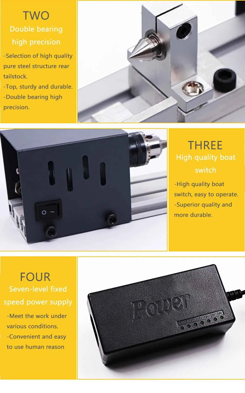 Mini Lathe Machine by [Brand Name] - Versatile Woodturning & Polishing Tool, Adjustable for Creative Projects, 110V-240V