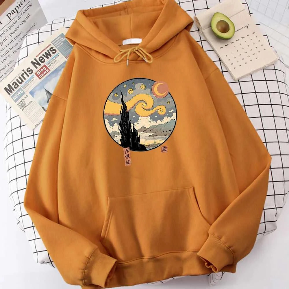 Starry Ukiyo-E Night Printing Hoodie Men Fashion Comfortable Hoody Autumn Fleece Sweatshirt Casual Warm Pullover Tops The jack market .AU The jack market .AU Men Fashion $ 37 14:771#Beige;5:4182