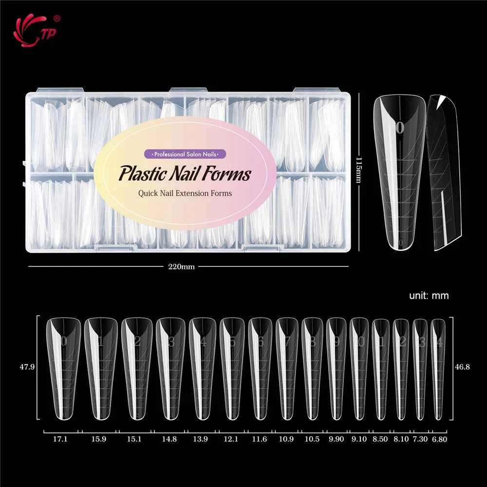 TP 150pcs New Clear Nail Dual Forms Hawk Claw Shape Poly Nail Gel Molds Full Cover False Nail Tips Extension Top Manicure Tools