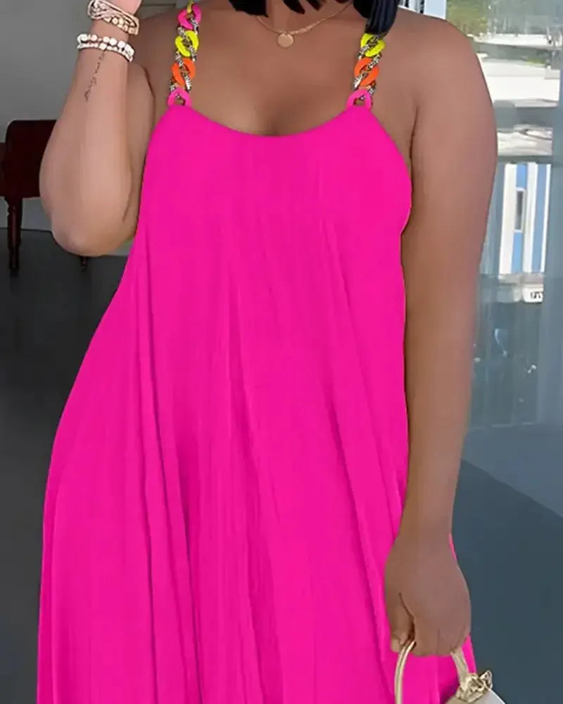 2025 Best Quality Famous Brand Dress Solid Spaghetti Strap Summer Casual Maxi Dress Vestido