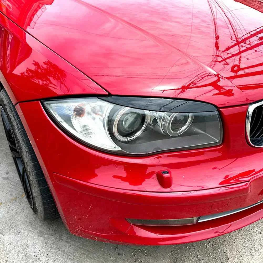 2pcs Car Headlight Eye Lid Covers Black Trim ABS Carbon Fiber Eye-catching For BMW 1 Series E87 E88 E81 E82 Eyelids Brows