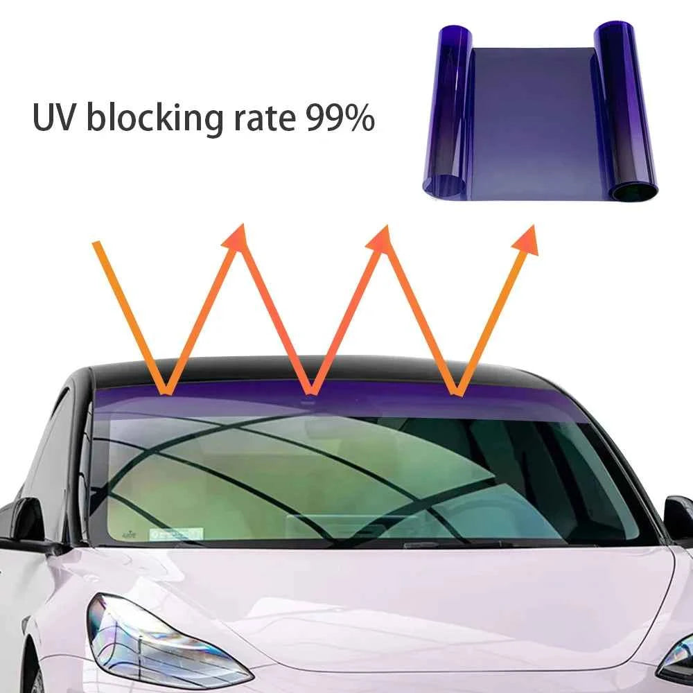 Car Front Windshield Sunshade Protective Film Window Tint Dyeing Film Heat Insulation Sun Protection 20X150cm Vinyl Wrap for Car