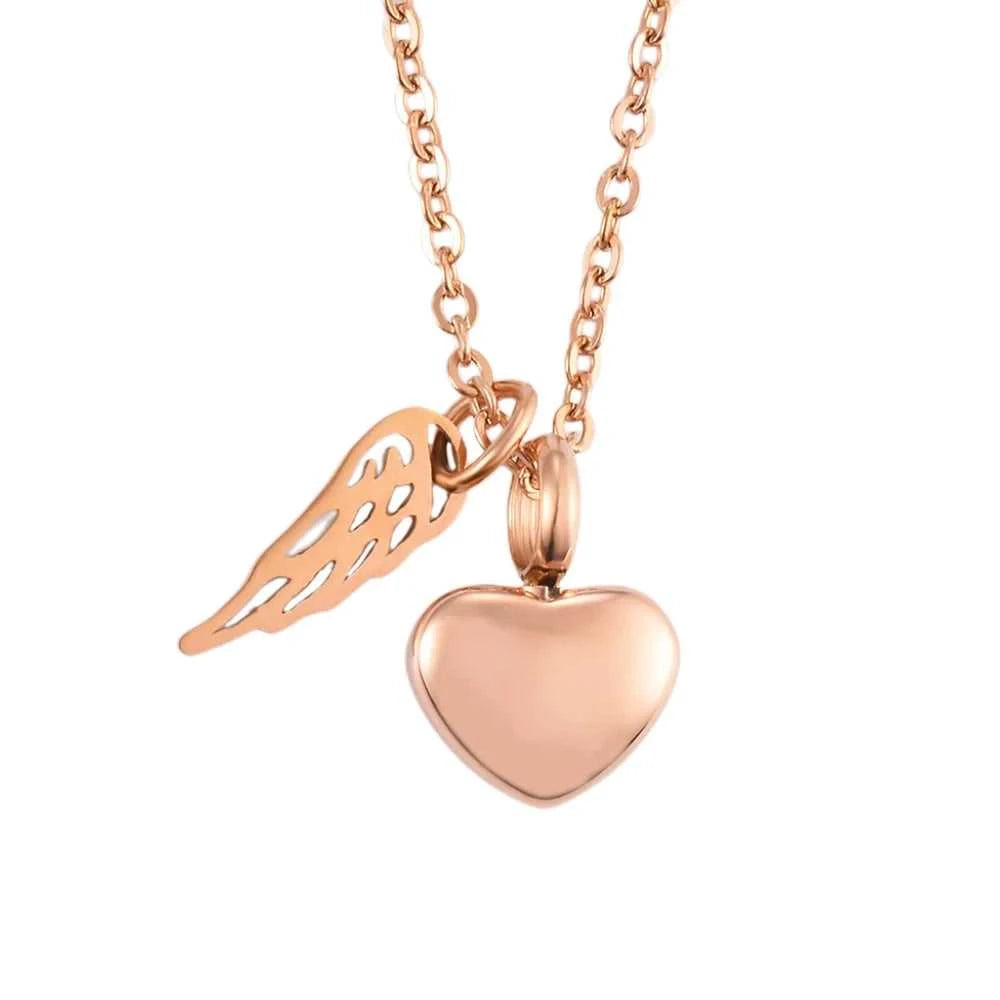 Fashion Heart with Angel Wings Ashes Urn Necklace Cremation Stainless Steel Memorial Pendant Keepsake Jewelry Gift The jack market .AU The jack market .AU Jewellery & Chains $ 51 200001033:200003758#Rose Gold Customized